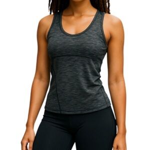 Reitmans Hyba Activewear Tank Top Black Grey Space-dye Racerback Size M